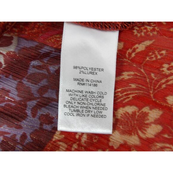 Frye and Co XXL Shirt Top Blouse Sheer Red Ruffle Boho Gauzy Layers Beach Festiv - Picture 9 of 9